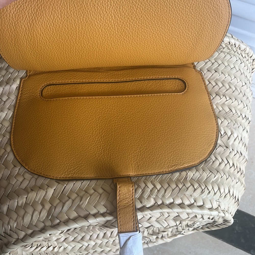 CHLOE MARCIE TOTE BAG LUNA RAFFIA SUNDLOWER YELLOW MEDIUM LARGE - Picture 4 of 9